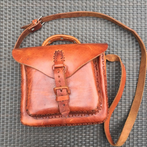 Vintage Brown Leather Crossbody Bag Fall Boho - Picture 2 of 10